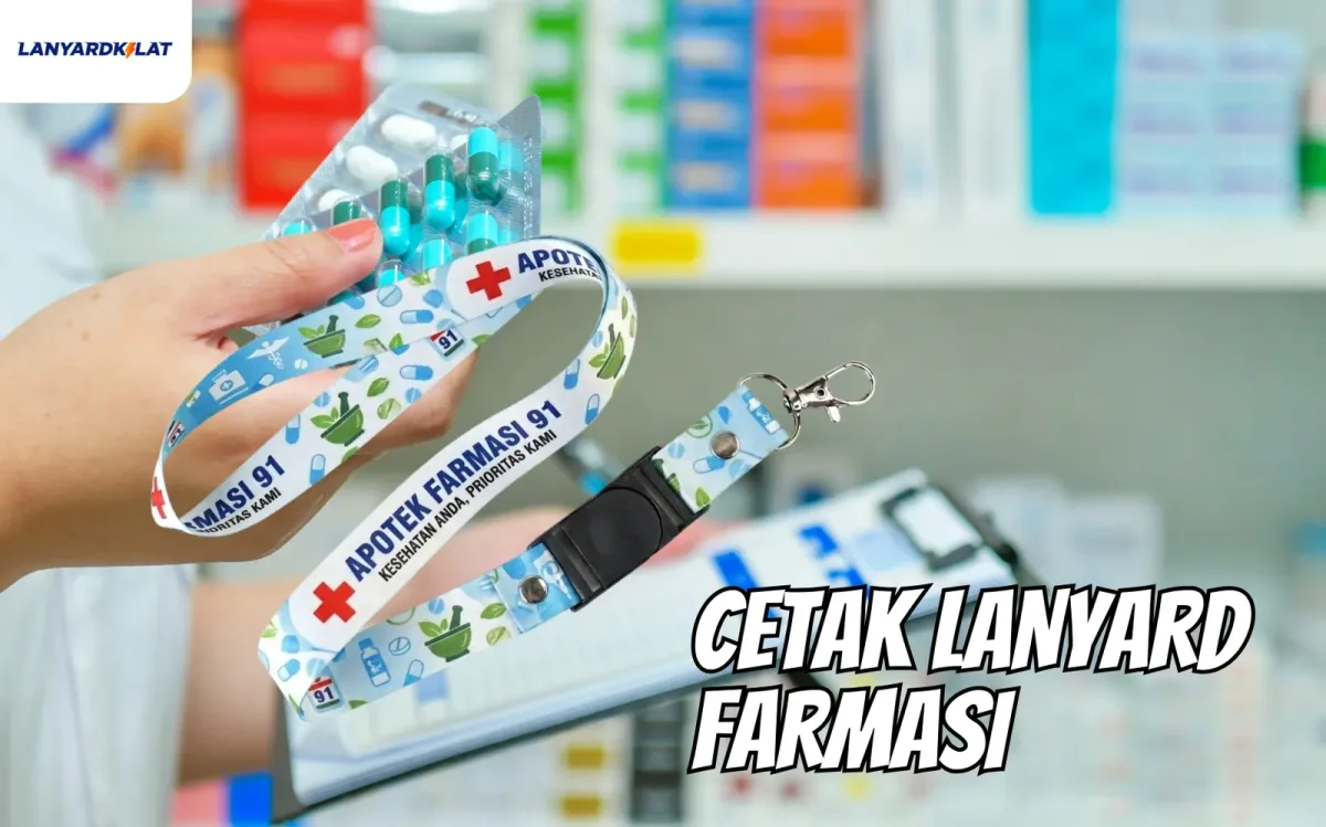 Cetak Lanyard Farmasi Custom Identitas Apoteker Terpercaya Tahan Bahan Kimia