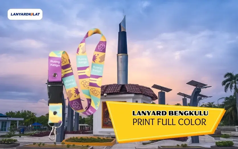 Lanyard Bengkulu, Cetak Tali ID Card Custom Full Color Polyester Tissue