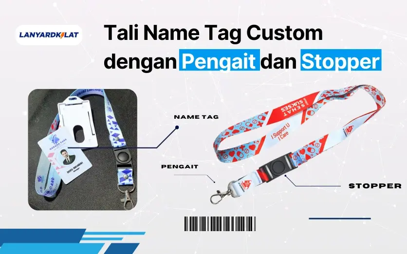 Tali Name Tag Custom ( +Pengait dan Stopper) Murah